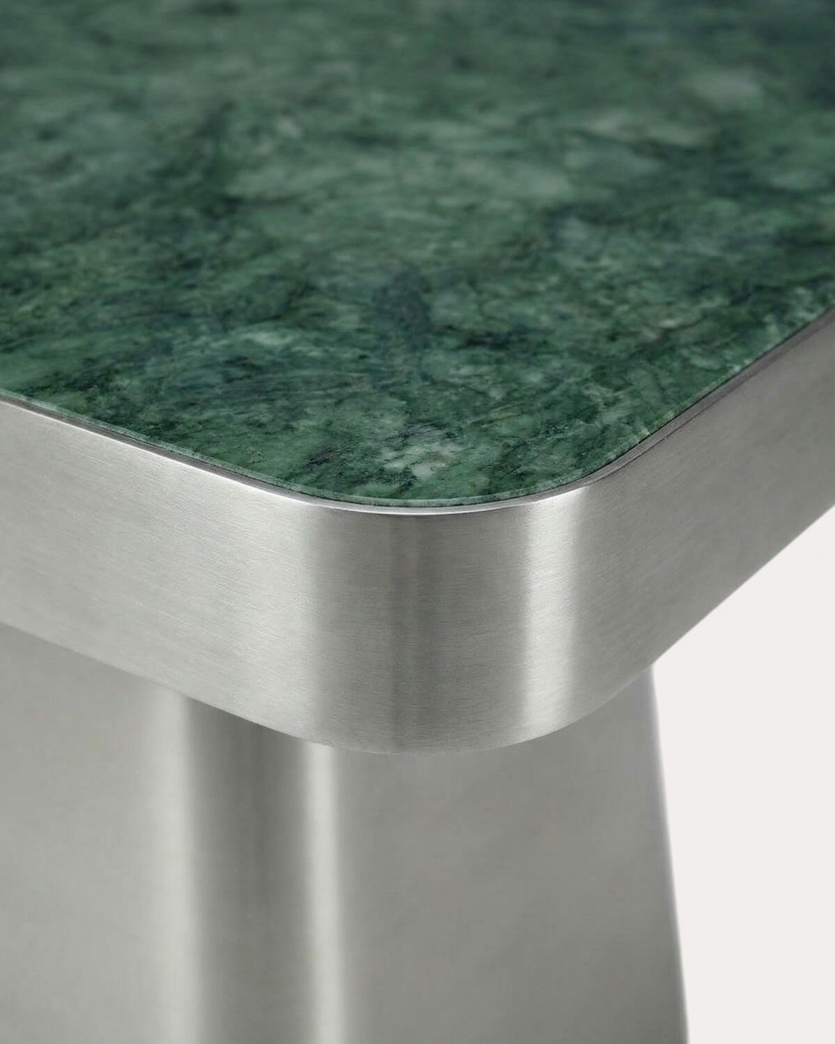 Table d'Appoint Carrée en Acier Inoxydable et Marbre d'Udaipur (50x50 cm) Ofelia, image de la gelerie 6