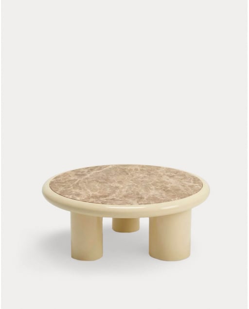 Table Basse Ronde en Marbre et Bois (Ø90 cm) Hellie