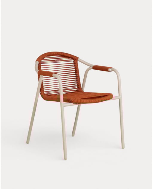 Chaise de Salle à Manger en Métal et Corde Murna - Brun Clay