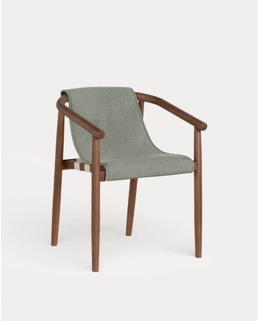Chaise de Salle à Manger en Bois d'Eucalyptus et Tissu par Clhoti - Vert Nori