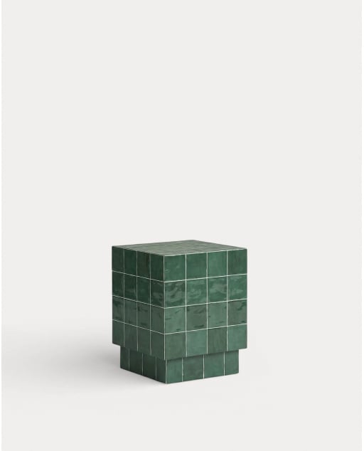 Table d'Appoint Carrée en Céramique et Béton (40x40 cm) Nilsi