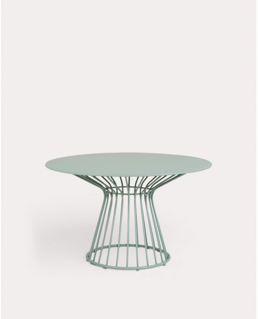 Table d'Extérieur Ronde en Métal (Ø120 cm) Nouli - Vert Sauge