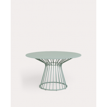 Table d'Extérieur Ronde en Métal (Ø120 cm) Nouli Vert Sauge - The Masie