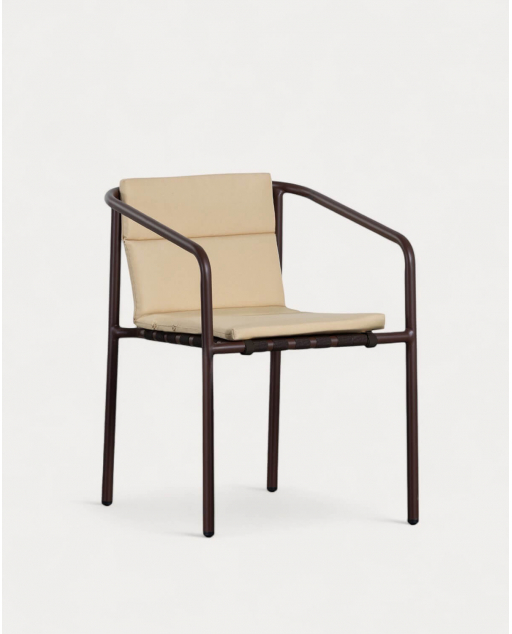 Pack 4 chaises de salle à manger avec accoudoirs en aluminium et tissu Vinke