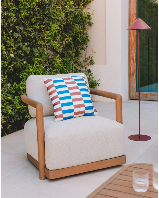 Fauteuil de Jardin en Bois d'Eucalyptus et Tissu Elnes