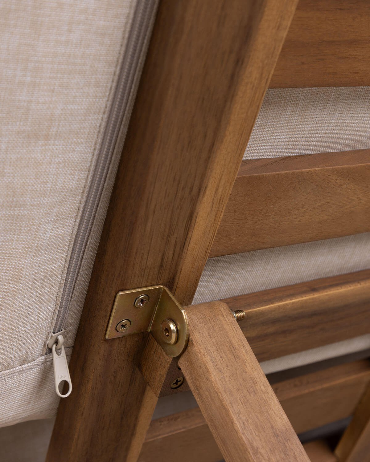 Chaise Longue Double Inclinable en Bois d'Acacia avec Coussin en Tissu Cael , image de la gelerie 8