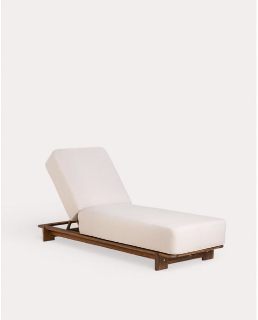 Pack de 2 Chaises Longues Inclinables en Bois d'Acacia avec Coussin en Tissu Cael