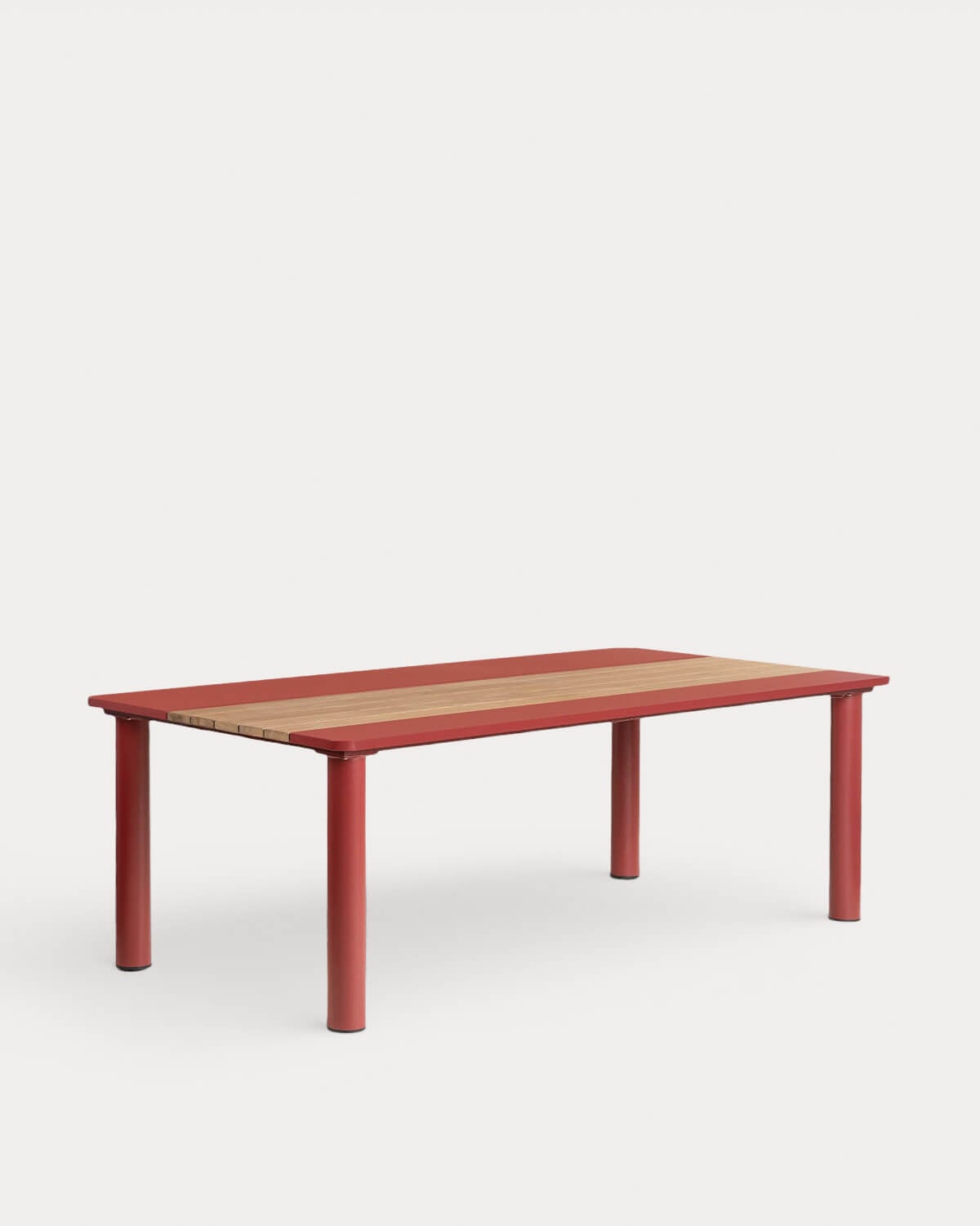 Table de Salle à Manger Rectangulaire en Metal et Bois de Teck (220x110 cm) Lirae, image de la gelerie 1