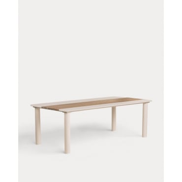 Table d'Extérieur Rectangulaire en Métal et Bois de Teck (220x110 cm) Lirae Beige Seashell - The Masie