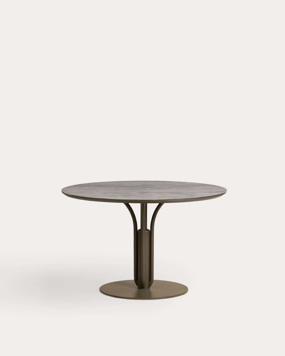 Table de Salle à Manger Ronde en Métal et Verre Trempé (Ø120 cm) Llibet, image de la gelerie 2