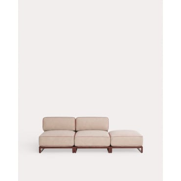 Canapé de Jardin Modulaire 2 pièces Module Central avec Pouf en Métal et Tissu Kristen Beige Seashell - The Masie