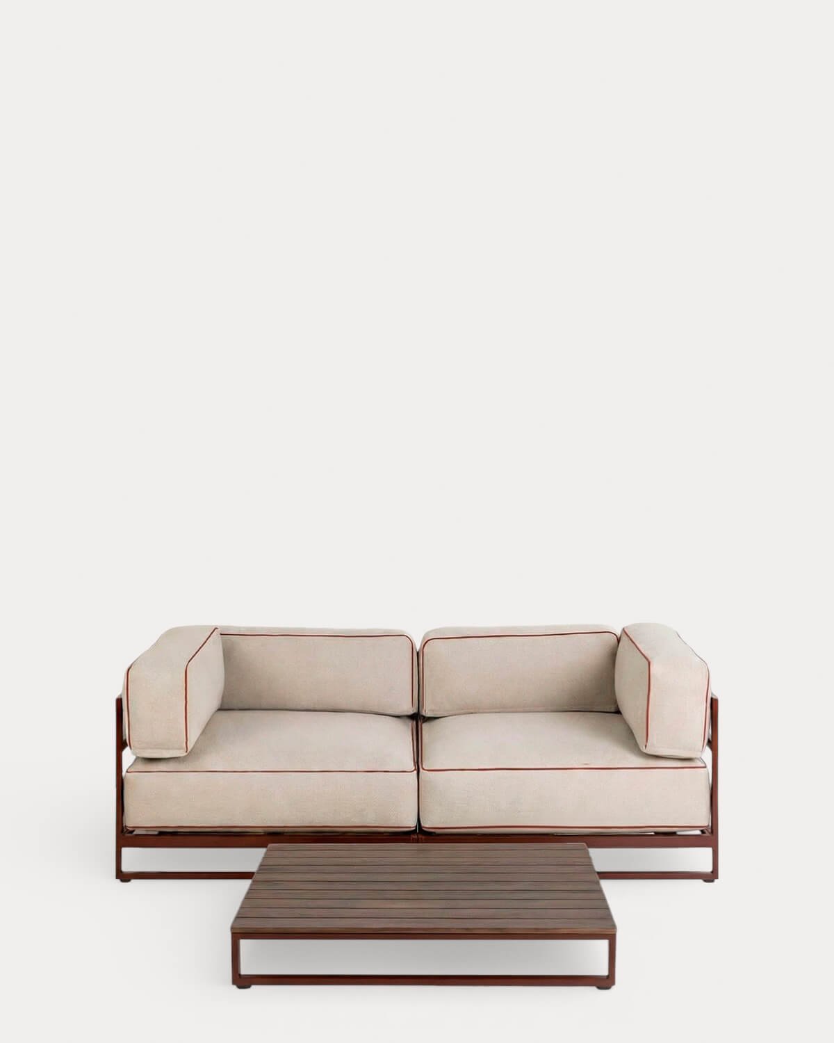 Ensemble de Jardin avec 2 Modules d'Angle et Table Basse en Métal et Tissu Kristen