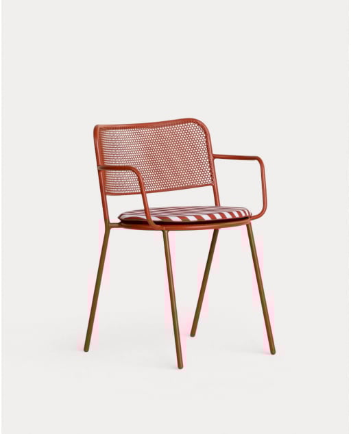 Pack 2 Chaises d'Extérieur avec Accoudoirs en Métal Dorothea