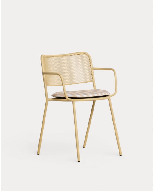 Chaise d'Extérieur avec Accoudoirs en Métal Dorothea - Jaune Wheat