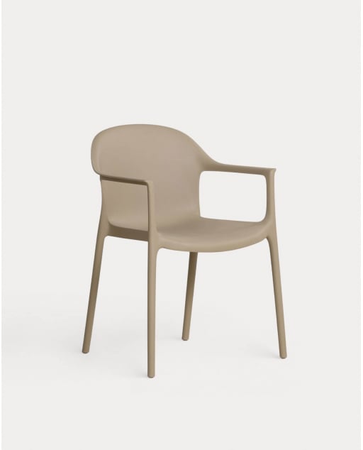 Chaise d'Extérieur en Polypropylène avec Accoudoirs Juana - Brun Clay
