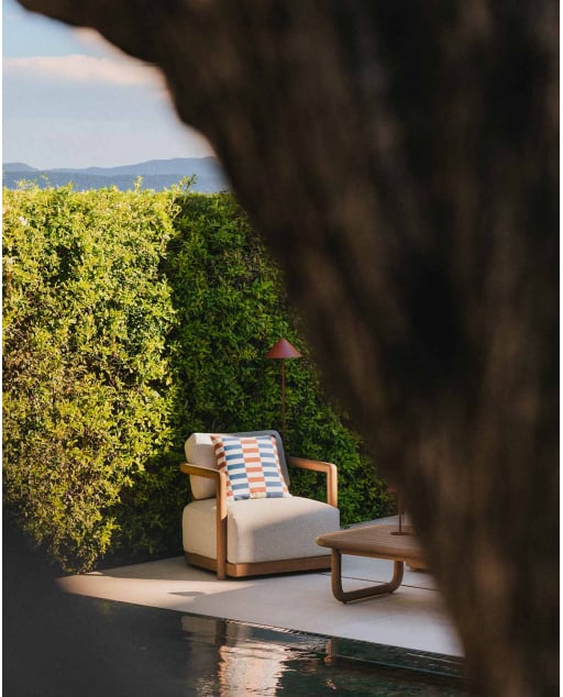 Fauteuil de Jardin en Bois d'Eucalyptus et Tissu Elnes