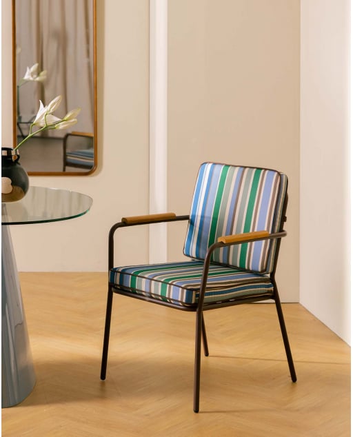 Chaise de Salle à Manger en Métal et Tissu Edimbra