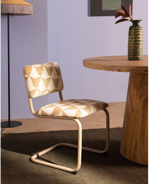 Chaise de Salle à Manger en Métal et Tissu Viola