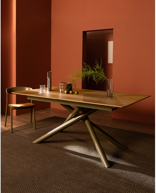 Table de Salle à Manger Rectangulaire Extensible en Bois et Métal (180-240x100 cm) Bilal