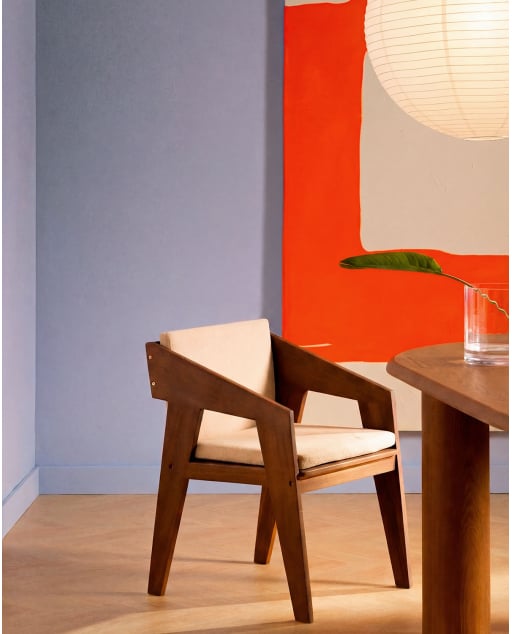 Chaise de Salle à Manger en Bois d'Acacia avec Accoudoirs Tanon