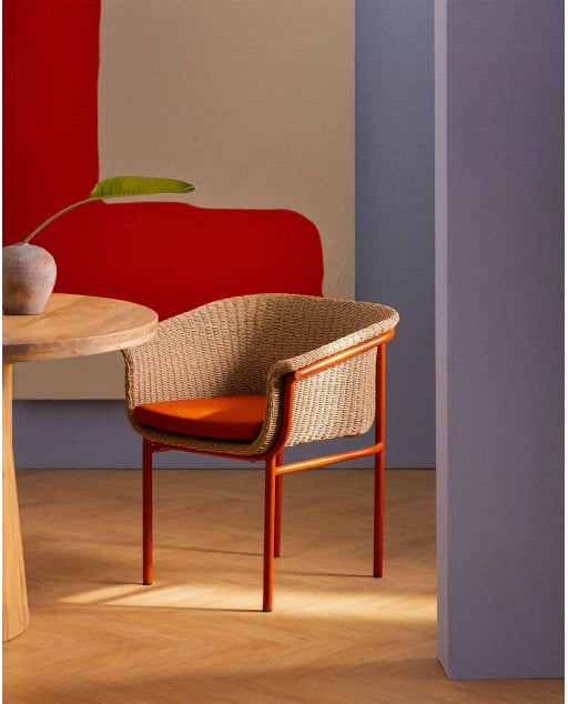 Chaise de Salle à Manger en Métal et Osier Caitlyn