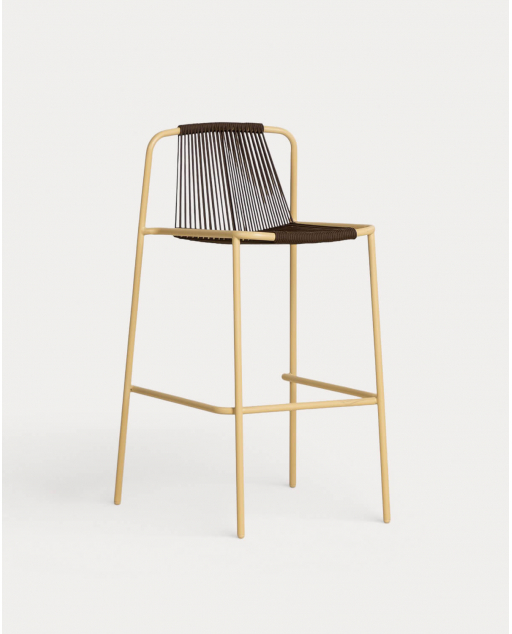 Pack 4 tabourets de bar d'extérieur 75 cm en métal et corde Mayailer