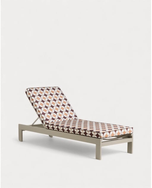 Chaise Longue Inclinable en Aluminium Kreta avec Coussin en Tissu Edimbra