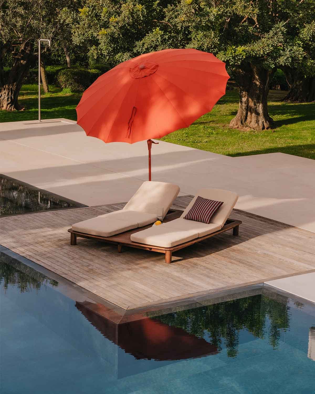 Bain de Soleil Double Inclinable en Bois d'Acacia et Tissu Dawson, image de la gelerie 2