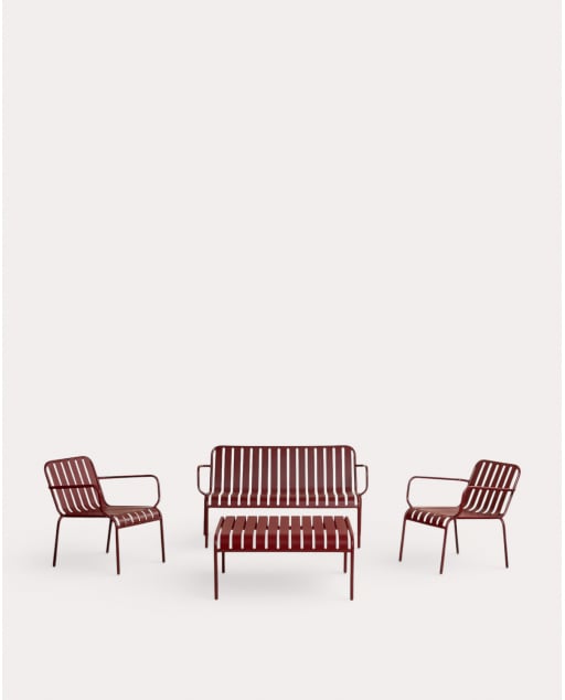 Ensemble de Jardin avec Canapé 2 places, 2 Fauteuils et Table Basse en Métal Tavo