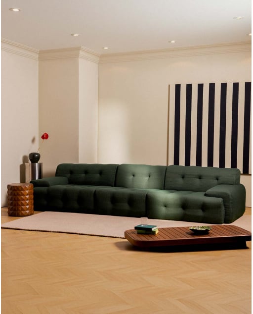 Canapé Modulaire 3 Pièces Emballé sous Vide avec 2 Fauteuils d'Angle en Tissu Nahual