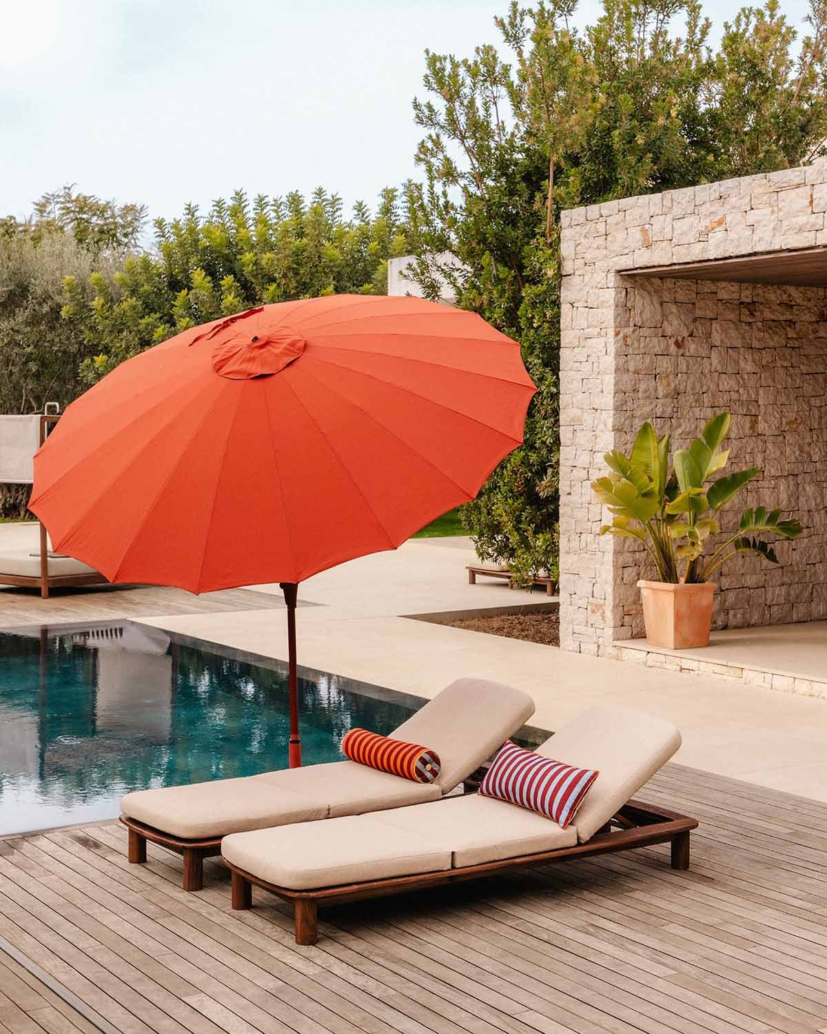 Pack 2 Chaises Longues Inclinables en Bois d'Acacia et Tissu Dawson, image de la gelerie 2