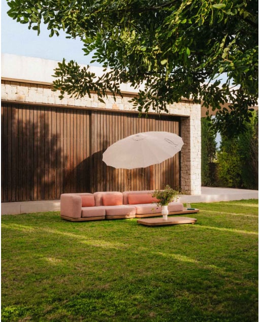 Ensemble de Jardin avec Canapé, Module Central, Module d'Angle et Table Basse en Bois d'Acacia et Tissu Redik