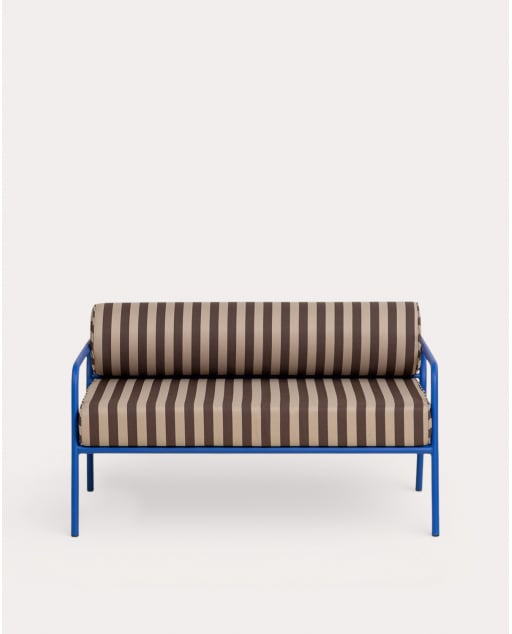 Canapé de Jardin 2 places en Métal et Tissu Mitha - Bleu Sapphire