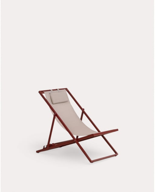 Hamac Inclinable en Aluminium avec Coussin Rilas - Rouge Vin et Marron Argile