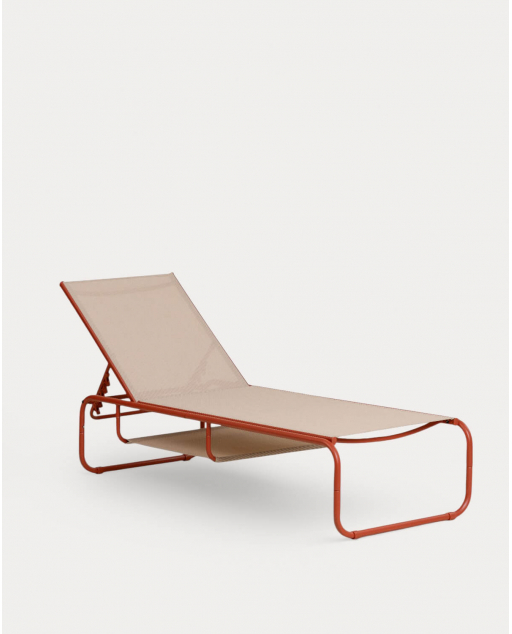 Bain de soleil inclinable en métal et tissu Ohiane - Rouge Brick
