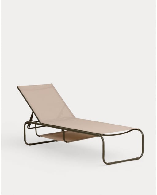 Chaise Longue Inclinable en Métal et Tissu Ohiane