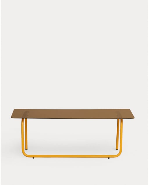 Table Basse d'Extérieur en Métal et Verre Trempé (120x60 cm) Mitha