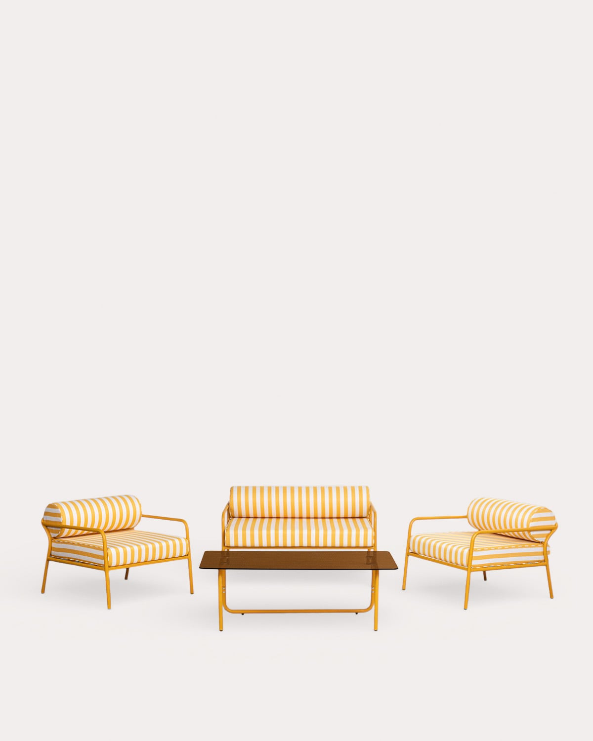 Ensemble de Jardin avec Canapé 2 Places, 2 Fauteuils et Table Basse en Métal et Tissu Mitha, image de la gelerie 1