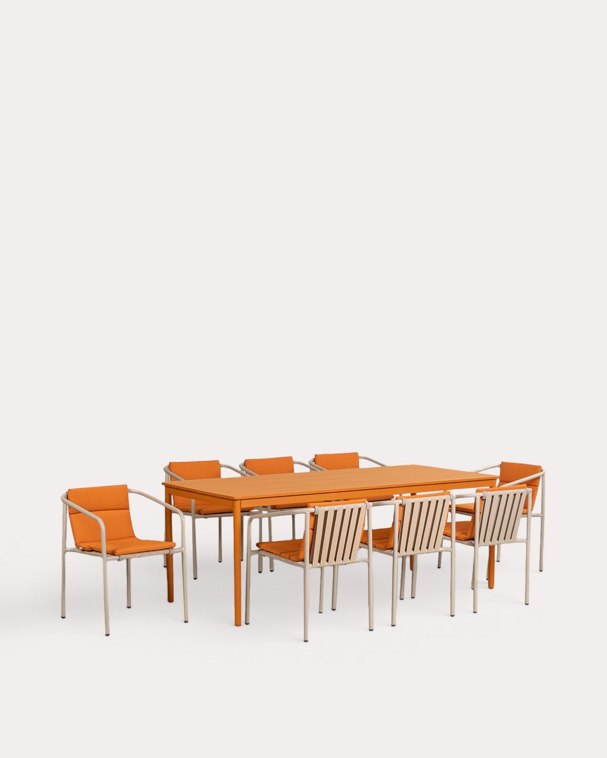 Set Table Rectangulaire Dessie (200x90 cm) et 8 Chaises en Métal pour Extérieur Vinke, image de la gelerie 1