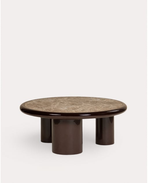 Table Basse Ronde en Marbre et Bois (Ø90 cm) Hellie