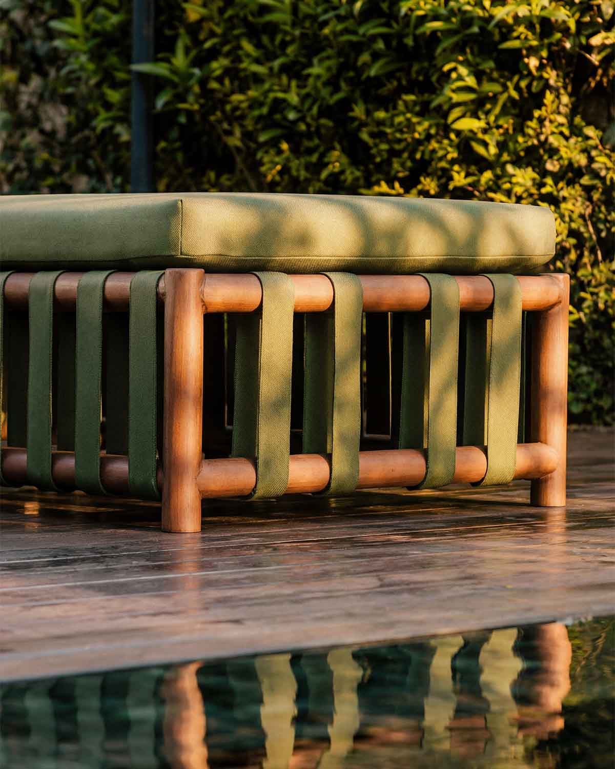 Chaise Longue Inclinable en Bois d'Eucalyptus et Tissu Edvard, image de la gelerie 6