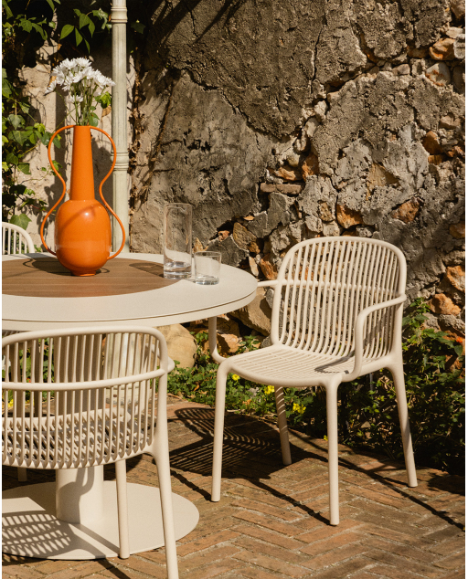 Chaise d'Extérieur en Polypropylène avec Accoudoirs Aisha