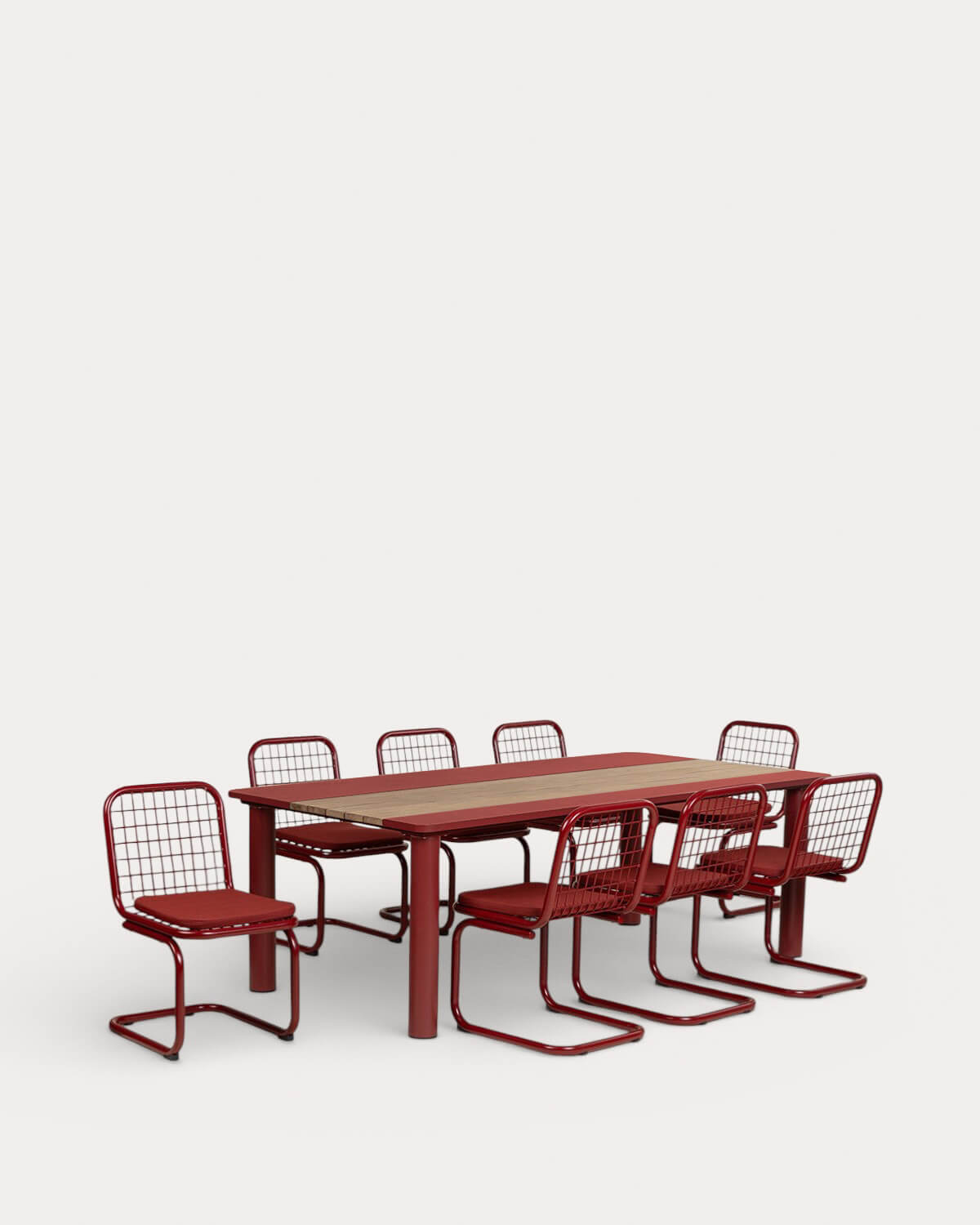 Ensemble Table Rectangulaire (220x110 cm) Lirae et 8 Chaises en Métal Biaritz d'Extérieur