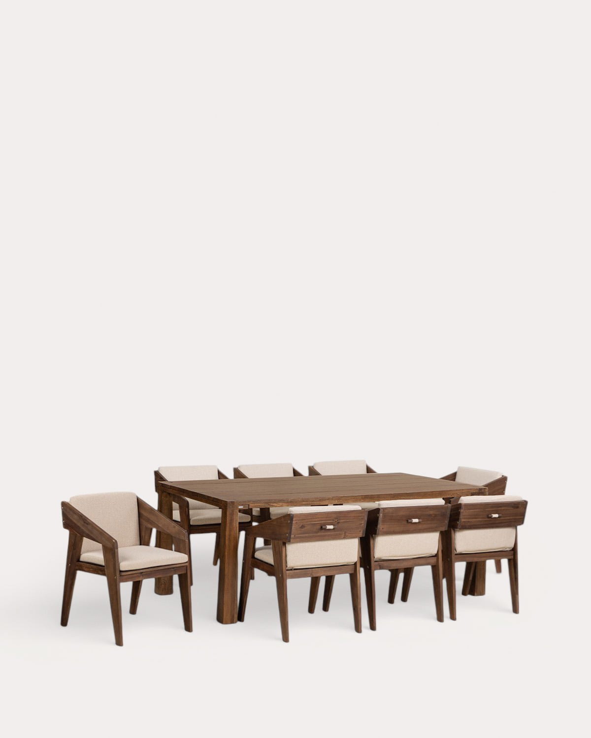 Ensemble Table Rectangulaire (200x100 cm) Brody et 8 Fauteuils en Bois Tanon pour Extérieur, image de la gelerie 1