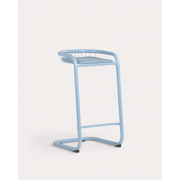 Pack 4 Tabourets Hauts d'Extérieur en Métal Biaritz Bleu Silvery & 75 cm - The Masie