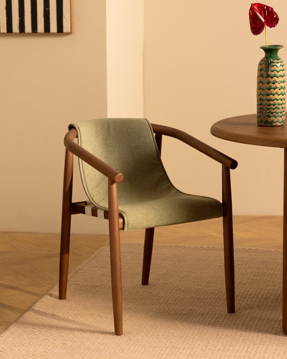 Chaise de Salle à Manger en Bois d'Eucalyptus et Tissu par Clhoti, image de la gelerie 2