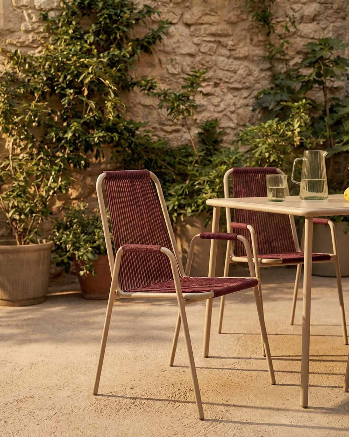 Pack 4 Chaises d'Extérieur avec Accoudoirs en Métal et Corde Mayailer, image de la gelerie 2