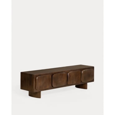 Meuble TV 4 Portes en Manguier (180x50 cm) Orlean Bois de Manguier Foncé - The Masie