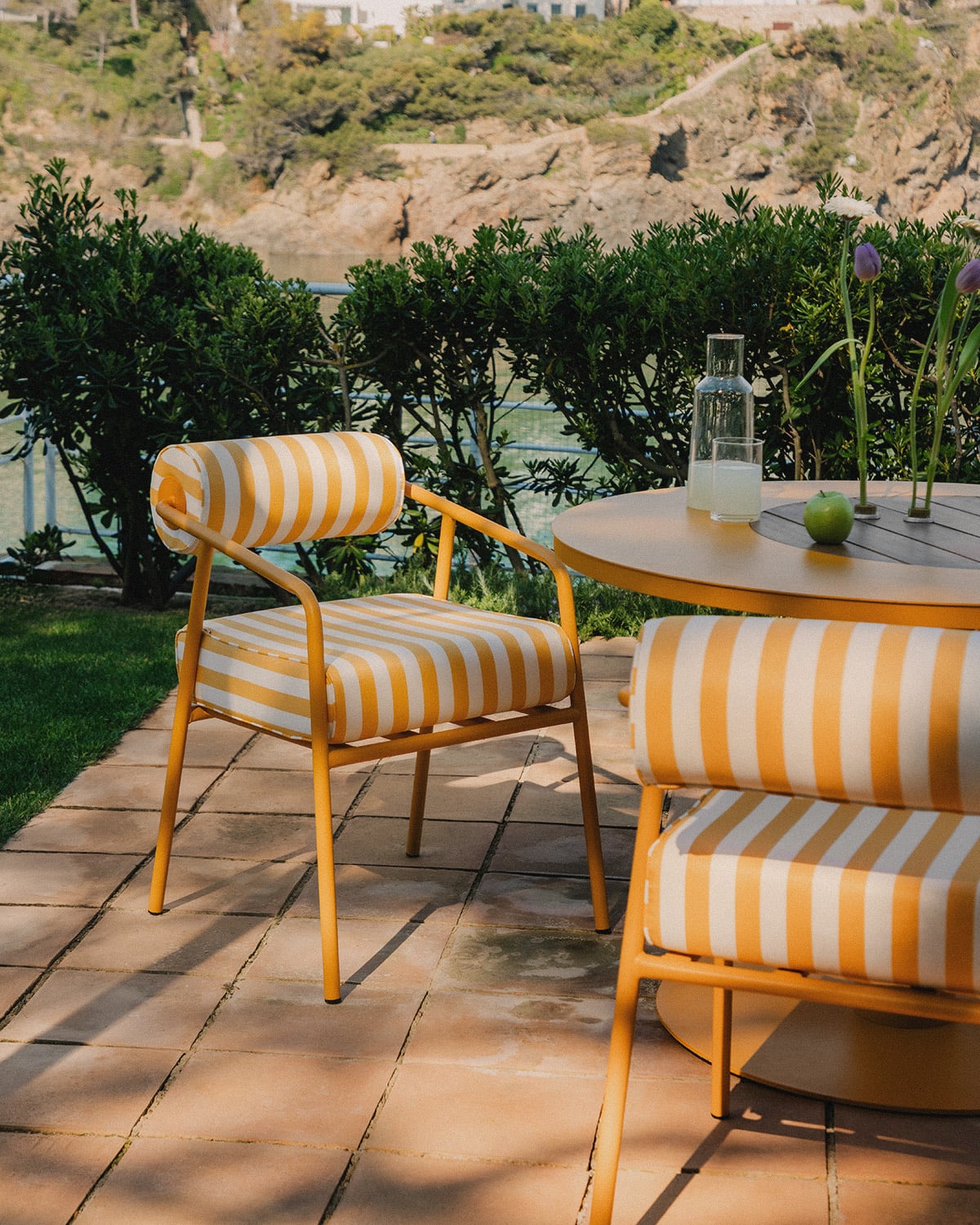 Pack 4 Chaises d'Extérieur en Métal et Tissu Mitha, image de la gelerie 2