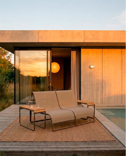 Ensemble Canapé de Jardin 2 Places avec 2 Tables d'Appoint en Aluminium Dreisi